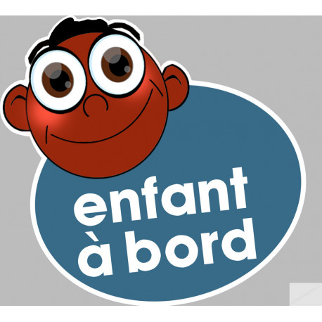 enfant à bord gars afro - 10x9cm - Sticker/autocollant