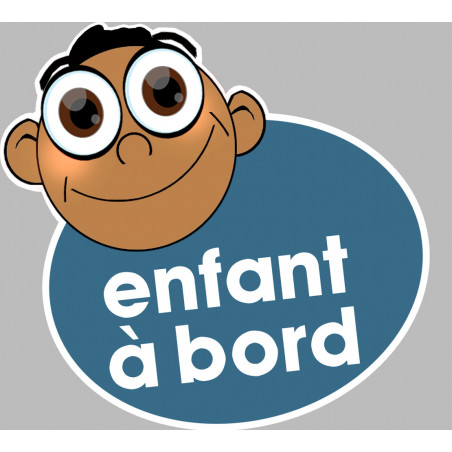 enfant à bord gars méditerranéen - 15x13,5cm - Sticker/autocollant