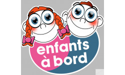 enfants à bord fille et garçon - 15x13,5cm - Sticker/autocollant