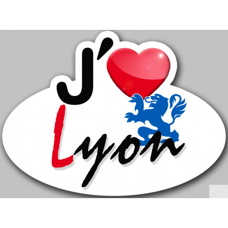 j'aime Lyon - 15x11cm - Sticker/autocollant