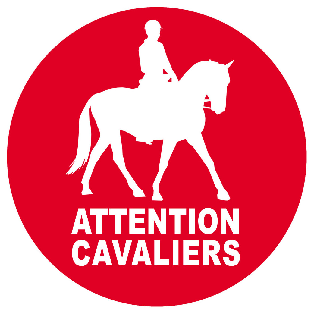 Attention Cavaliers - 5cm - Sticker/autocollant