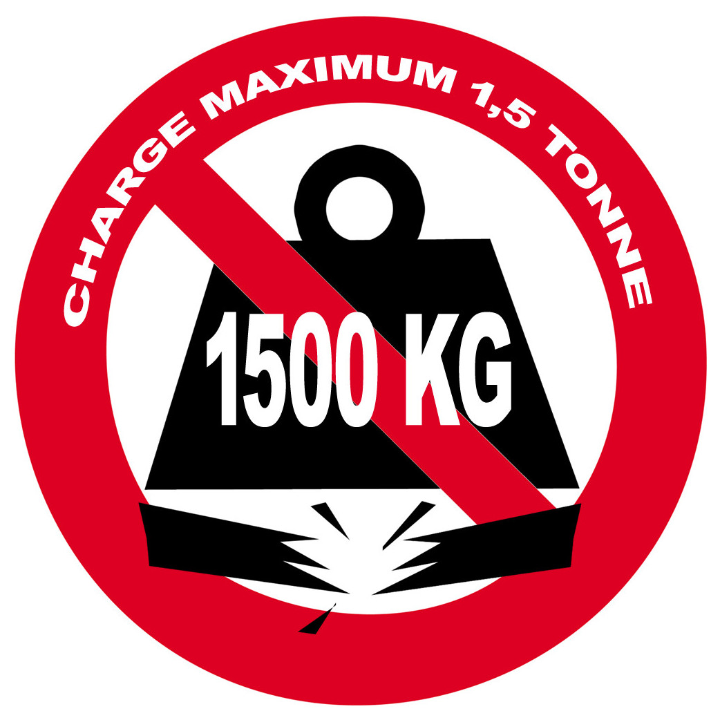 Charge maximale 1,5 tonne - 15cm - Sticker/autocollant