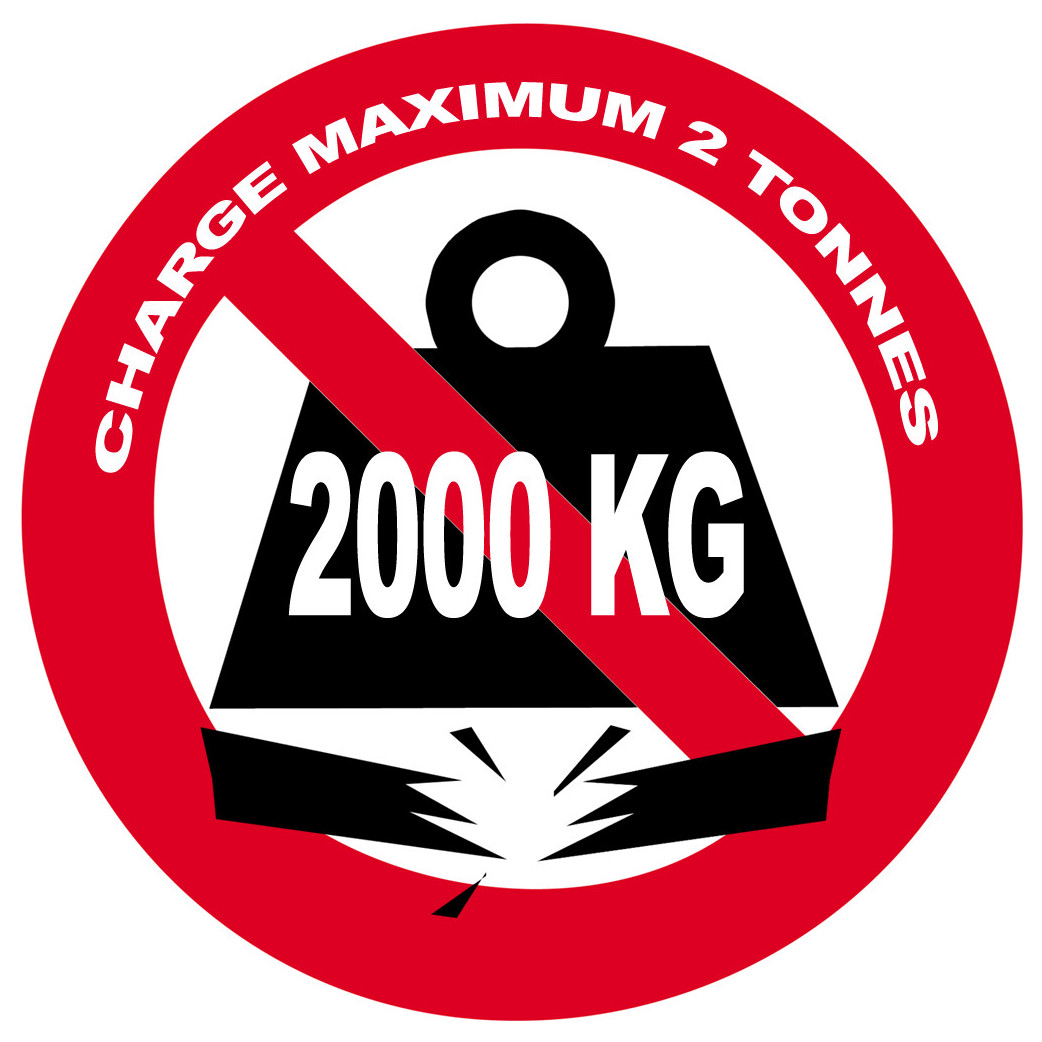 Charge maximale 2 tonnes - 20cm - Sticker/autocollant