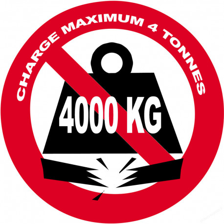 Charge maximale 4 tonnes - 20cm - Sticker/autocollant