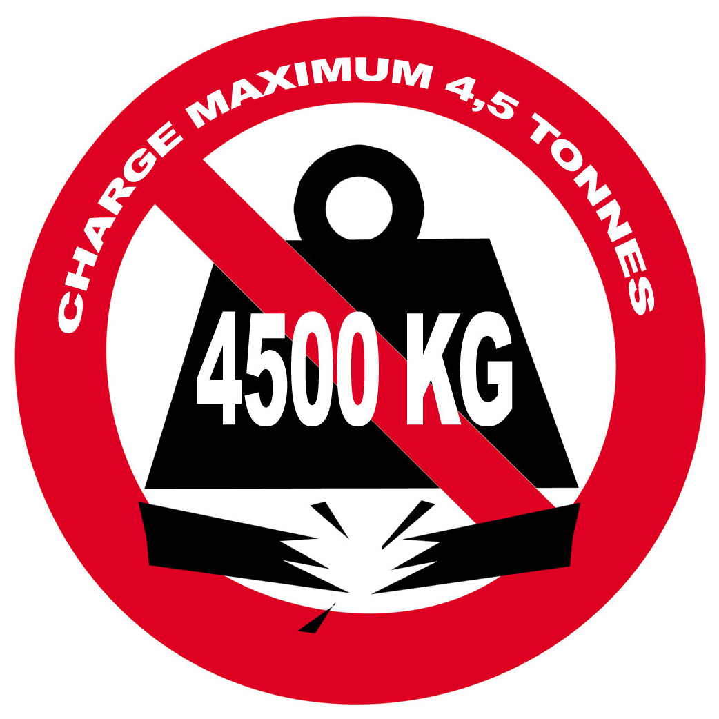 Charge maximale 4,5 tonnes - 10cm - Sticker/autocollant