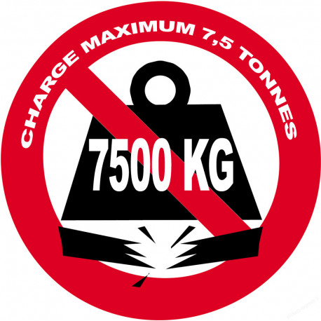 Charge maximale 7,5 tonnes - 10cm - Sticker/autocollant