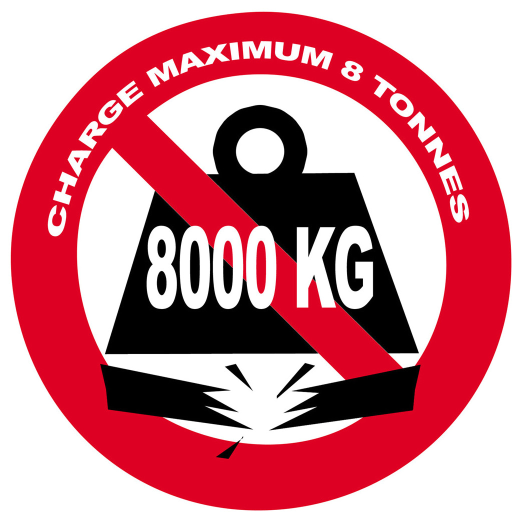 Charge maximale 8 tonnes - 15cm - Sticker/autocollant