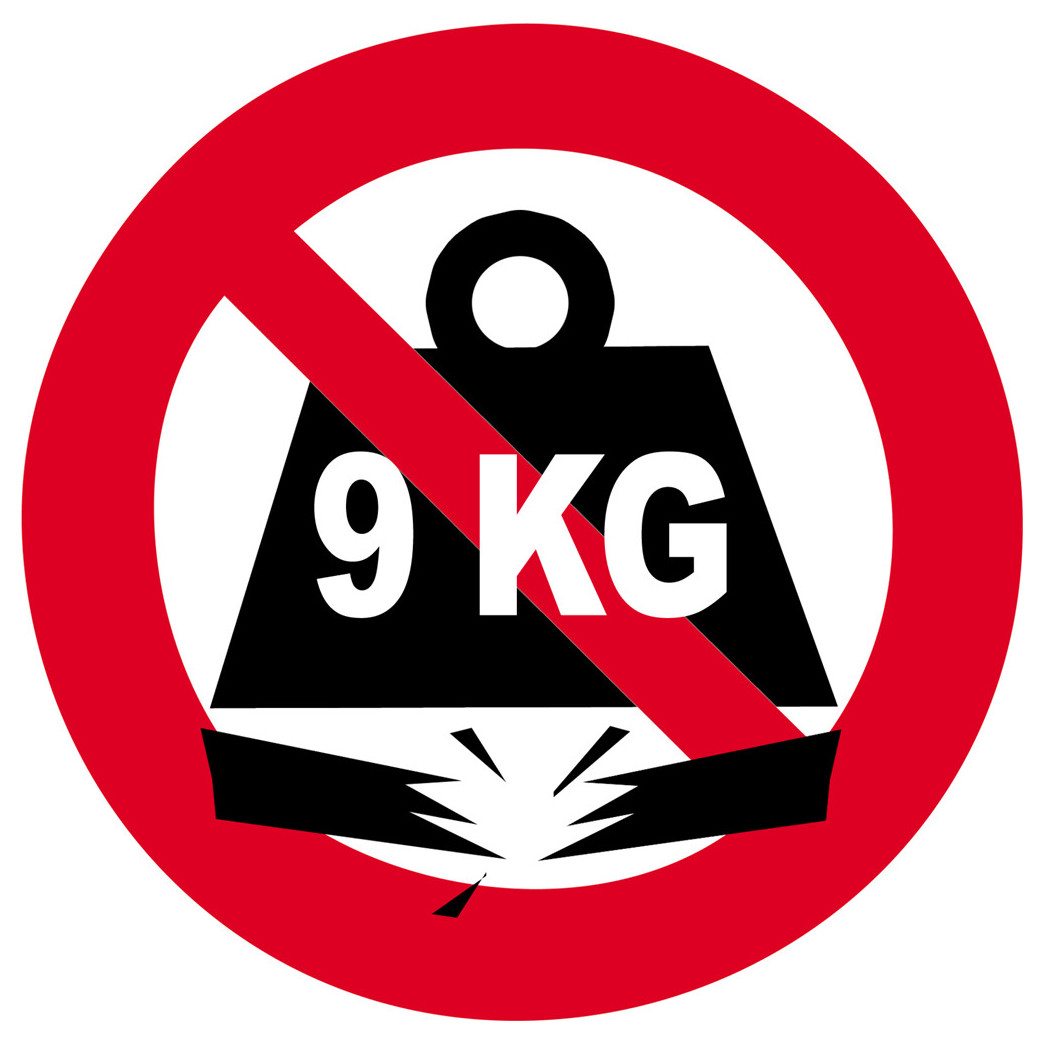 Charge maximale 9 KG - 15cm - Sticker/autocollant
