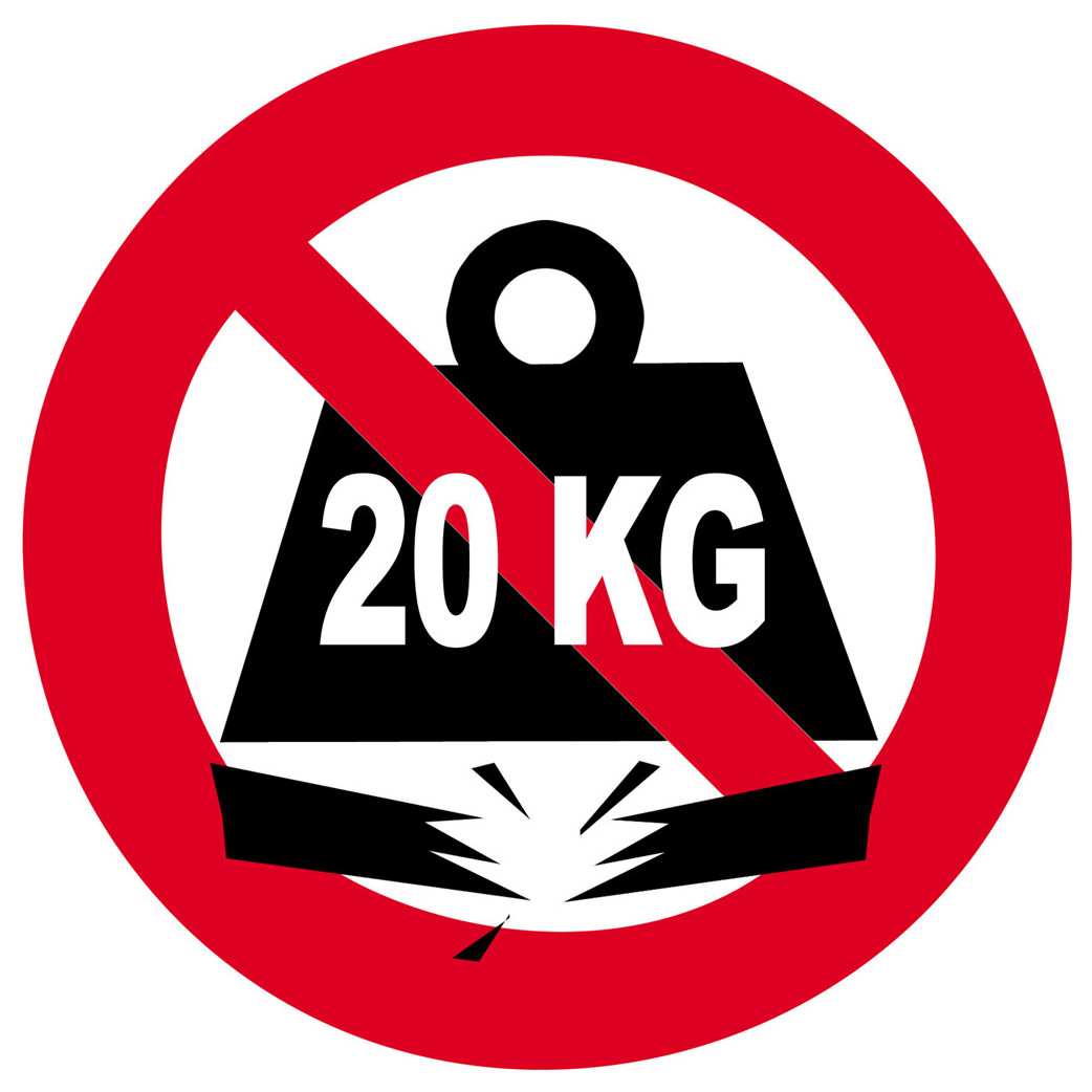 Charge maximale 20 KG - 15cm - Sticker/autocollant