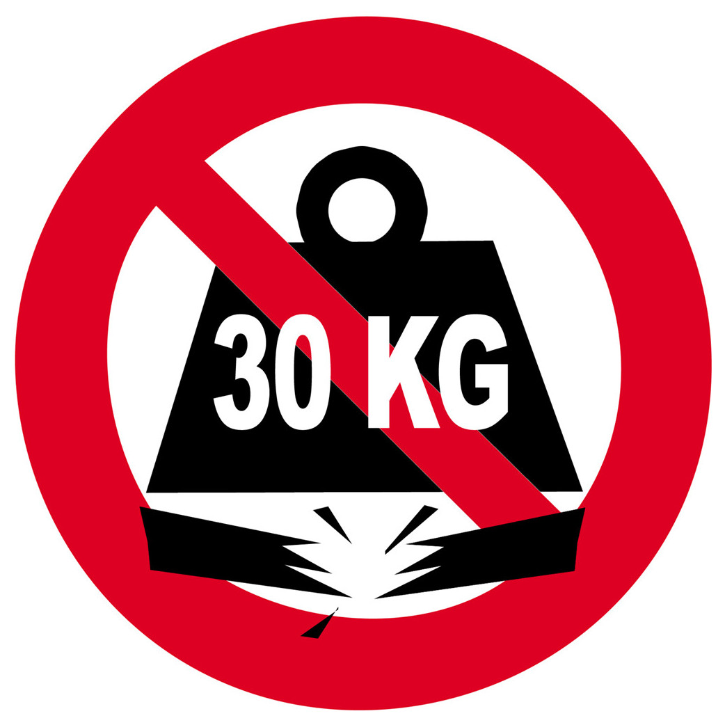 Charge maximale 30 KG - 15cm - Sticker/autocollant