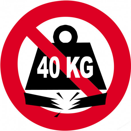 Charge maximale 40 KG - 5cm - Sticker/autocollant