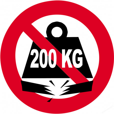 Charge maximale 200 kilos - 5cm - Sticker/autocollant