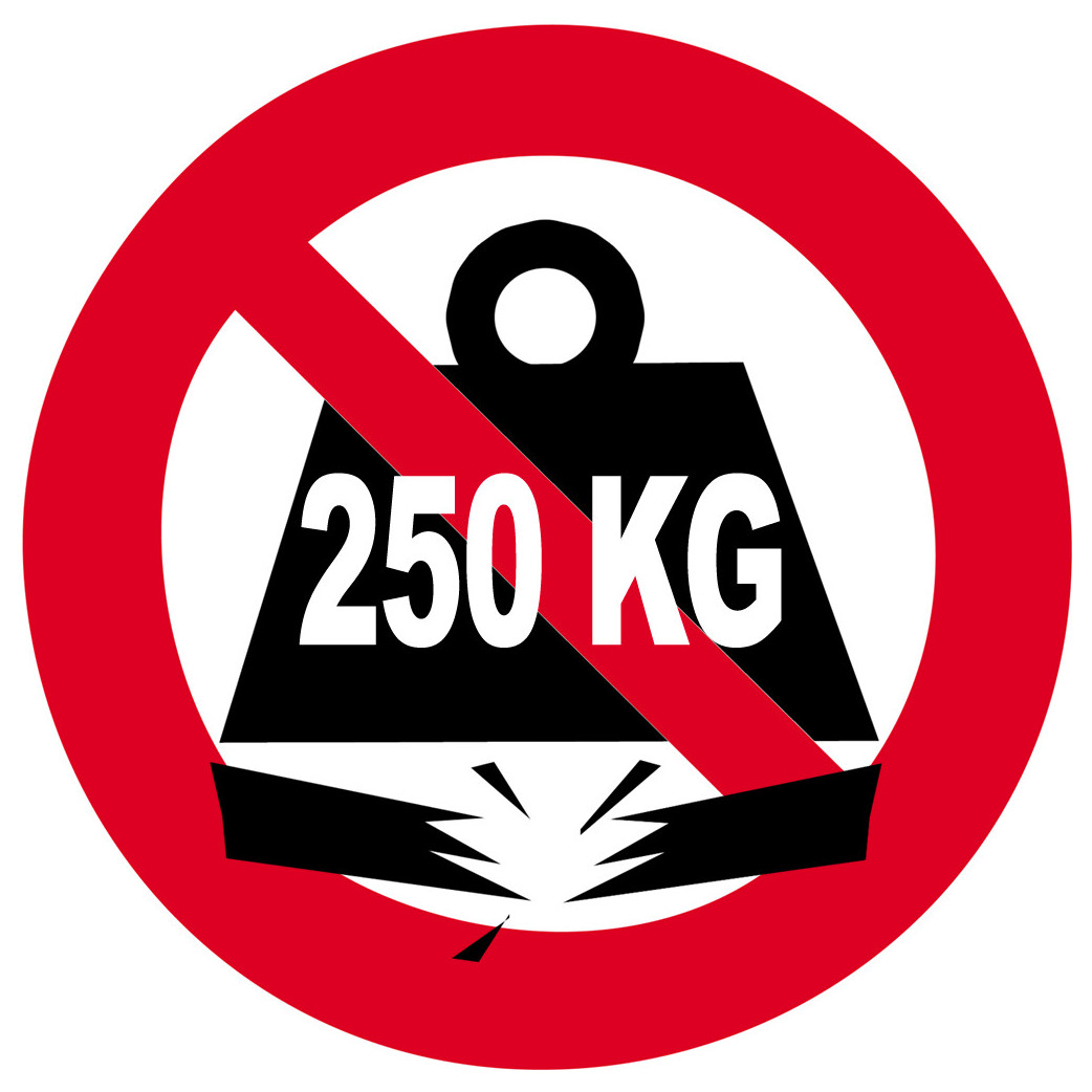 Charge maximale 250 kilos - 5cm - Sticker/autocollant