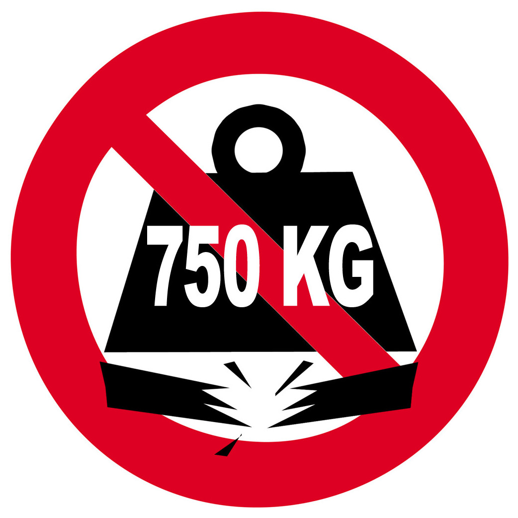 Charge maximale 750 kilos - 20cm - Sticker/autocollant