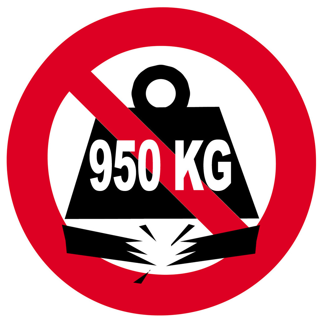 Charge maximale 950 kilos - 10cm - Sticker/autocollant