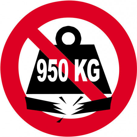 Charge maximale 950 kilos - 10cm - Sticker/autocollant