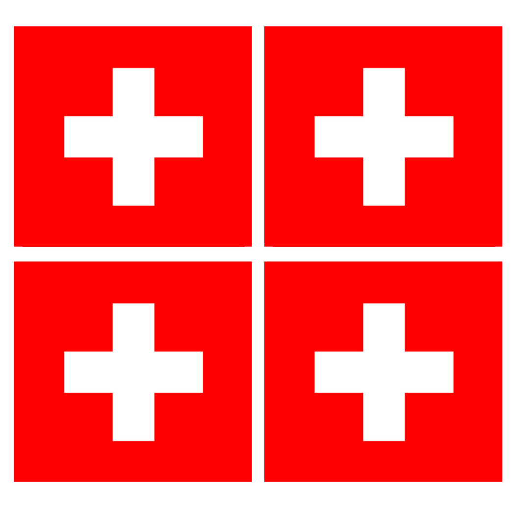 Drapeau Suisse (4 fois 6,3x6,3cm) - Sticker/autocollant