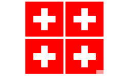 Drapeau officiel Suisse (4 fois 6,3x6,3cm) - Sticker/autocollant