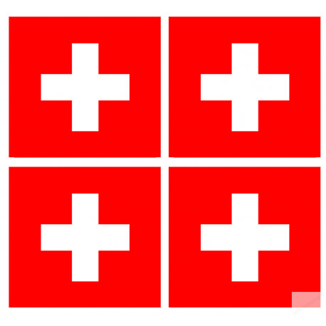 Drapeau officiel Suisse (4 fois 6,3x6,3cm) - Sticker/autocollant