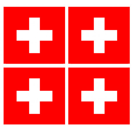 Drapeau officiel Suisse (4 fois 6,3x6,3cm) - Sticker/autocollant