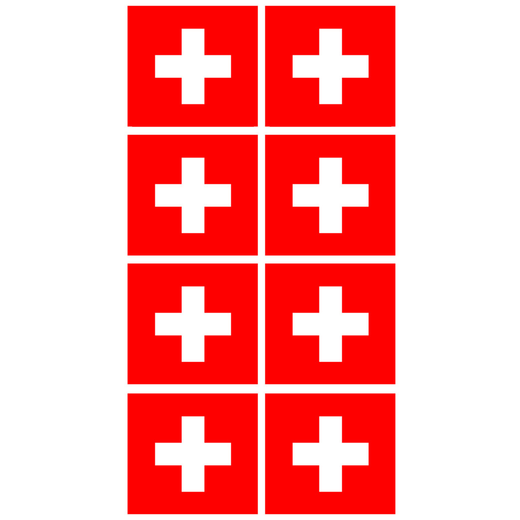 Drapeau Suisse - 8fois de 6,3x6,3cm - Sticker/autocollant