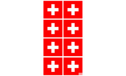 drapeau officiel Suisse : 8 stickers de 6,3x6,3cm - Sticker/autocollant