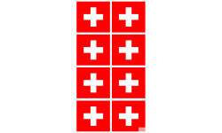 Drapeau Suisse - 8fois de 6,3x6,3cm - Sticker/autocollant