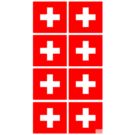 drapeau officiel Suisse : 8 stickers de 6,3x6,3cm - Sticker/autocollant