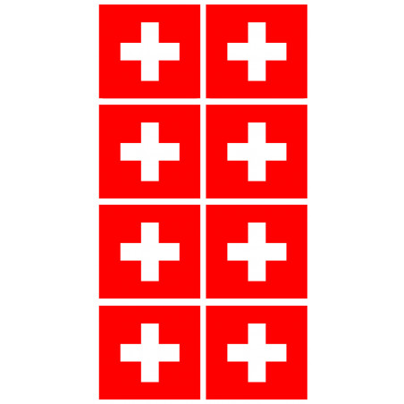 drapeau officiel Suisse : 8 stickers de 6,3x6,3cm - Sticker/autocollant