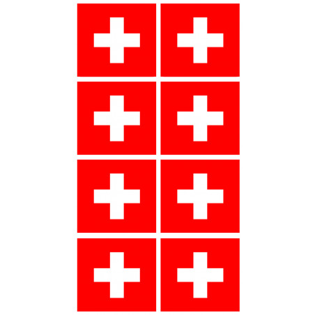 Drapeau Suisse - 8fois de 6,3x6,3cm - Sticker/autocollant