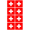 drapeau officiel Suisse : 8 stickers de 6,3x6,3cm - Sticker/autocollant