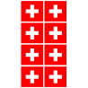 Drapeau Suisse - 8fois de 6,3x6,3cm - Sticker/autocollant
