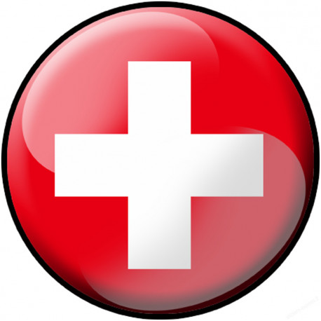drapeau Suisse rond - 5cm - Sticker/autocollant
