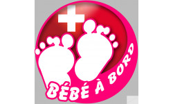 bébé à bord suisse fille - 10cm - Sticker/autocollant