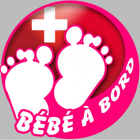 bébé à bord suisse fille - 10cm - Sticker/autocollant