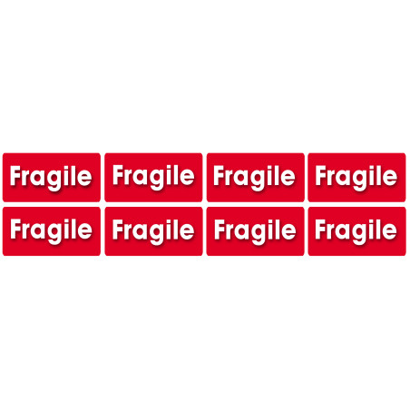 Fragile - 8 autocollants 6x3cm - Sticker/autocollant
