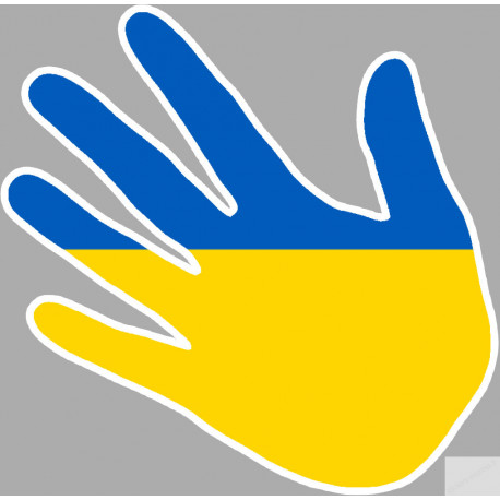 drapeau Ukraine main : 10x10cm - Sticker/autocollant