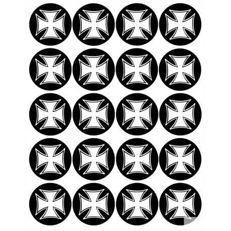 Croix de Malte - 20 stickers de 5cm - Sticker/autocollant