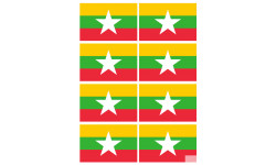 Drapeau Birmanie - 8 stickers 9,5x6,3cm - Sticker/autocollant