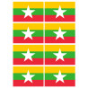 Drapeau Birmanie - 8 stickers 9,5x6,3cm - Sticker/autocollant