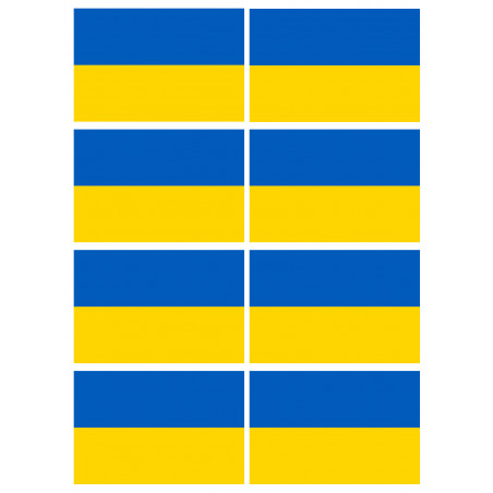 Drapeau Ukraine - 8 stickers - 9.5 x 6.3 cm - Sticker/autocollant