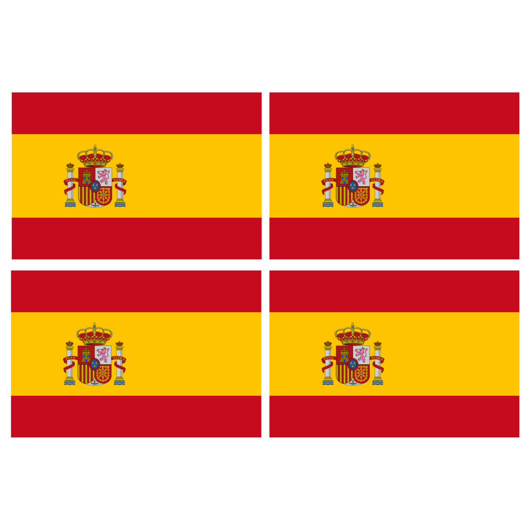 Drapeau Espagne - 4 stickers - 9.5 x 6.3 cm - Sticker/autocollant