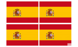 Drapeau Espagne - 4 stickers - 9.5 x 6.3 cm - Sticker/autocollant