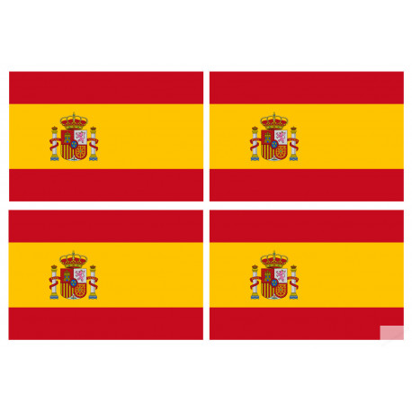 Drapeau Espagne - 4 stickers - 9.5 x 6.3 cm - Sticker/autocollant