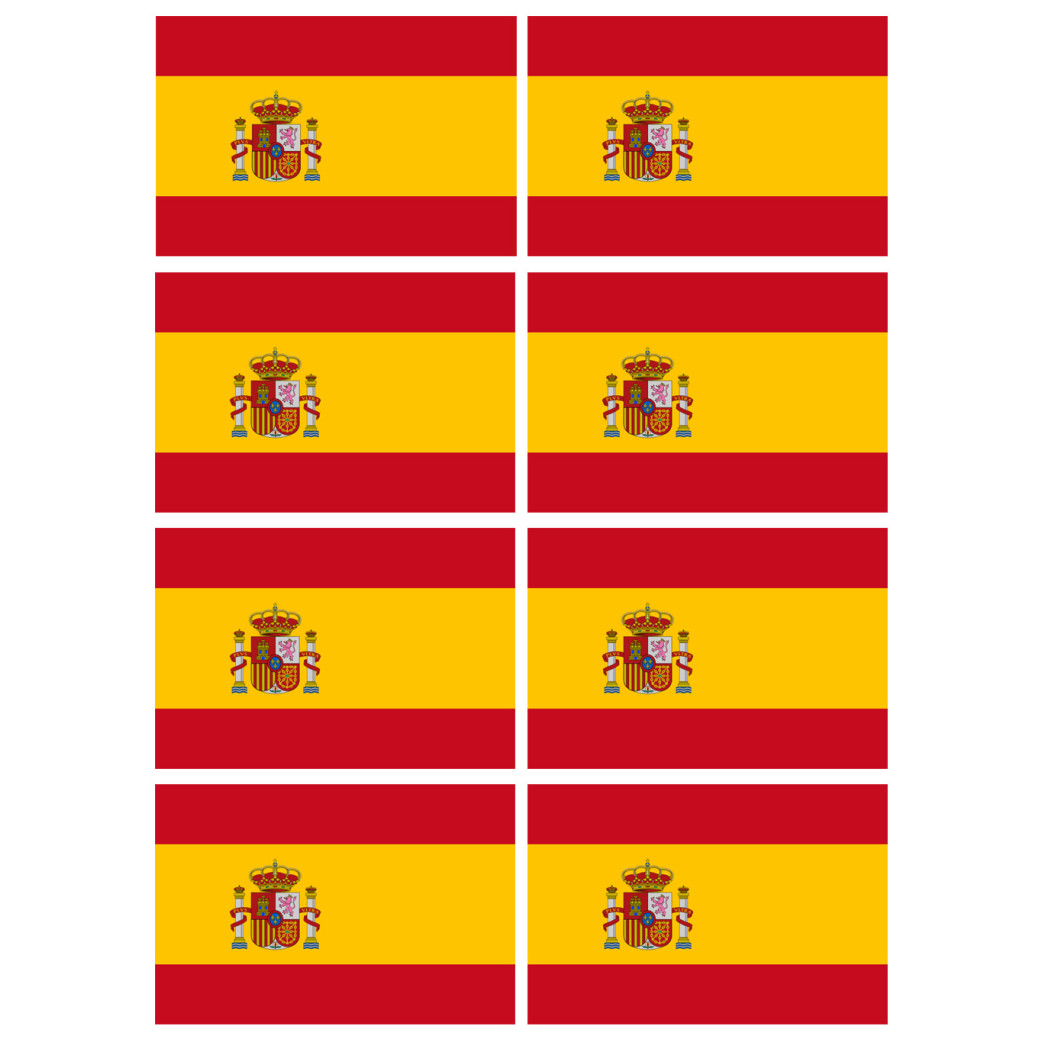 Drapeau Espagne - 8 stickers - 9.5 x 6.3 cm - Sticker/autocollant