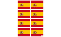 Drapeau Espagne - 8 stickers - 9.5 x 6.3 cm - Sticker/autocollant