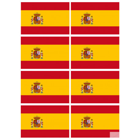 Drapeau Espagne - 8 stickers - 9.5 x 6.3 cm - Sticker/autocollant