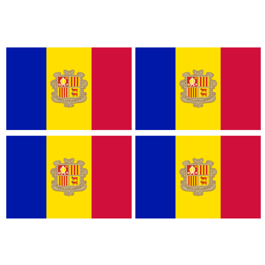Drapeau Andorre - 4 stickers - 9.5 x 6.3 cm - Sticker/autocollant