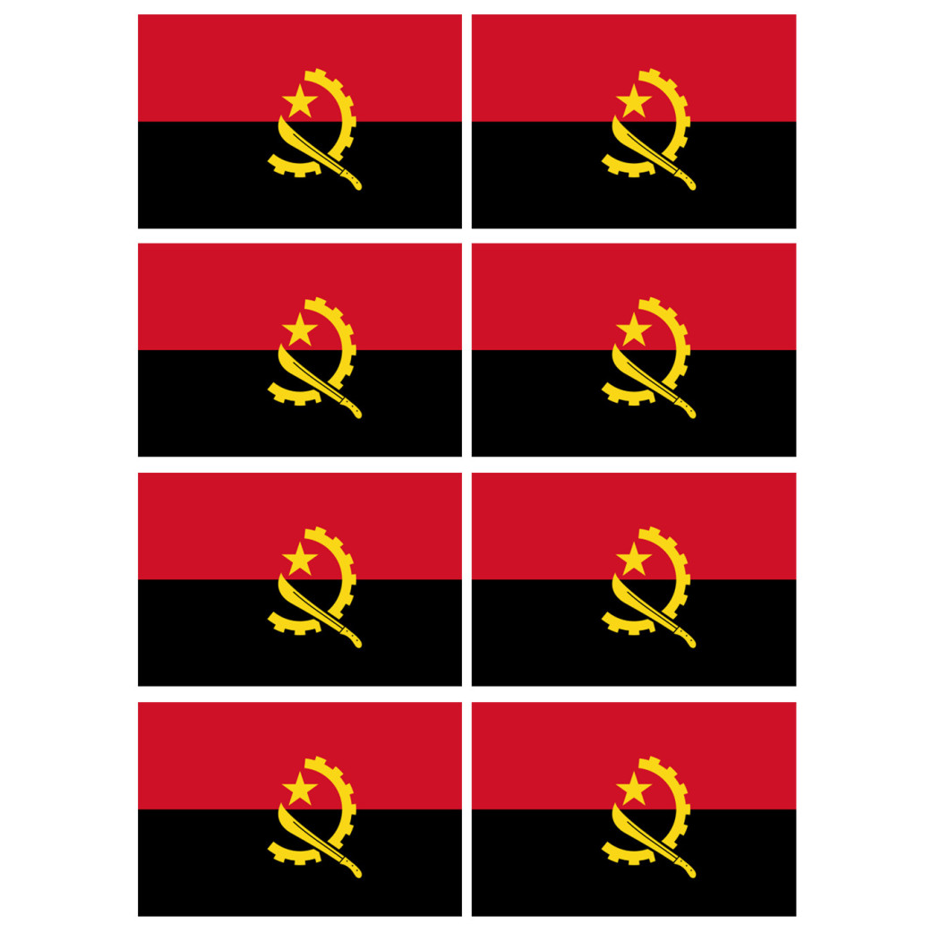 Drapeau Angola - 8 stickers - 9.5 x 6.3 cm - Sticker/autocollant