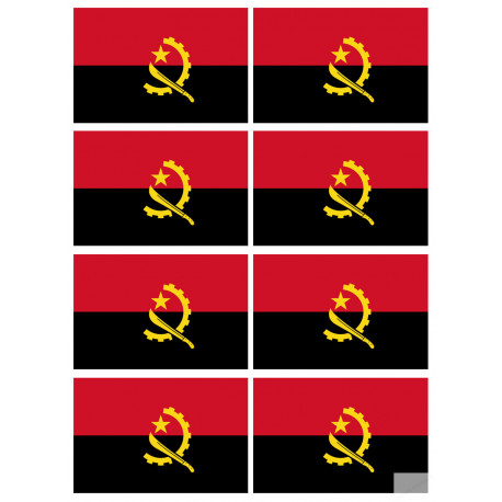 Drapeau Angola - 8 stickers - 9.5 x 6.3 cm - Sticker/autocollant